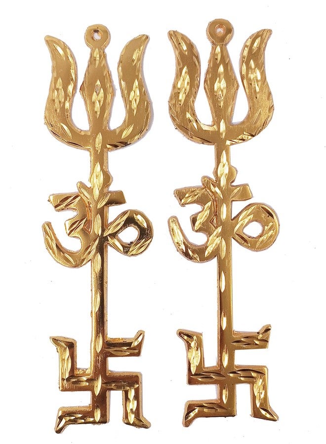 eshoppee vatsuTrishakti Swastik Om trishul Size 15X4 cm, Set of 2 pcs - Image 1